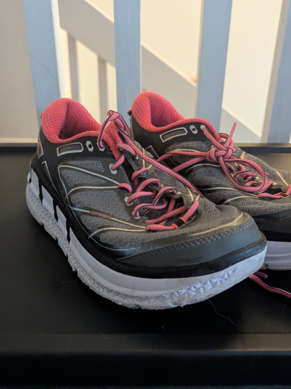 Hoka Women’s Gray and Pink Running Shoes